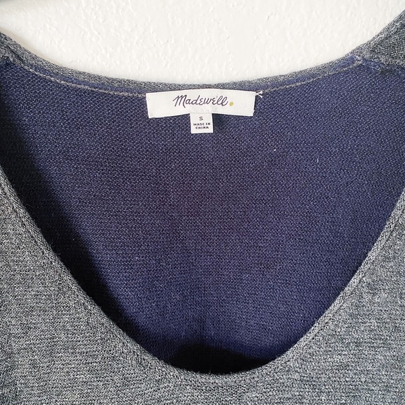 Madewell kimball color block sweater wool alpaca navy and gray women’s s… - Picture 4 of 6